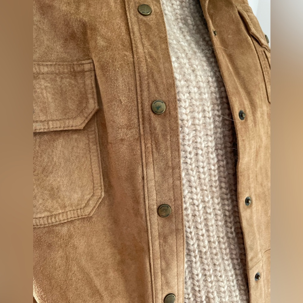 NWOT 23” PTP 1X Ralph Lauren suede snap vest XL XXL - Picture 6 of 7